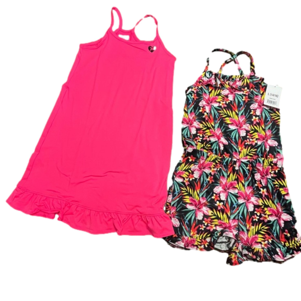 Hurley Girls Dress Floral Romper 2 pack Size Large 14/16 New!